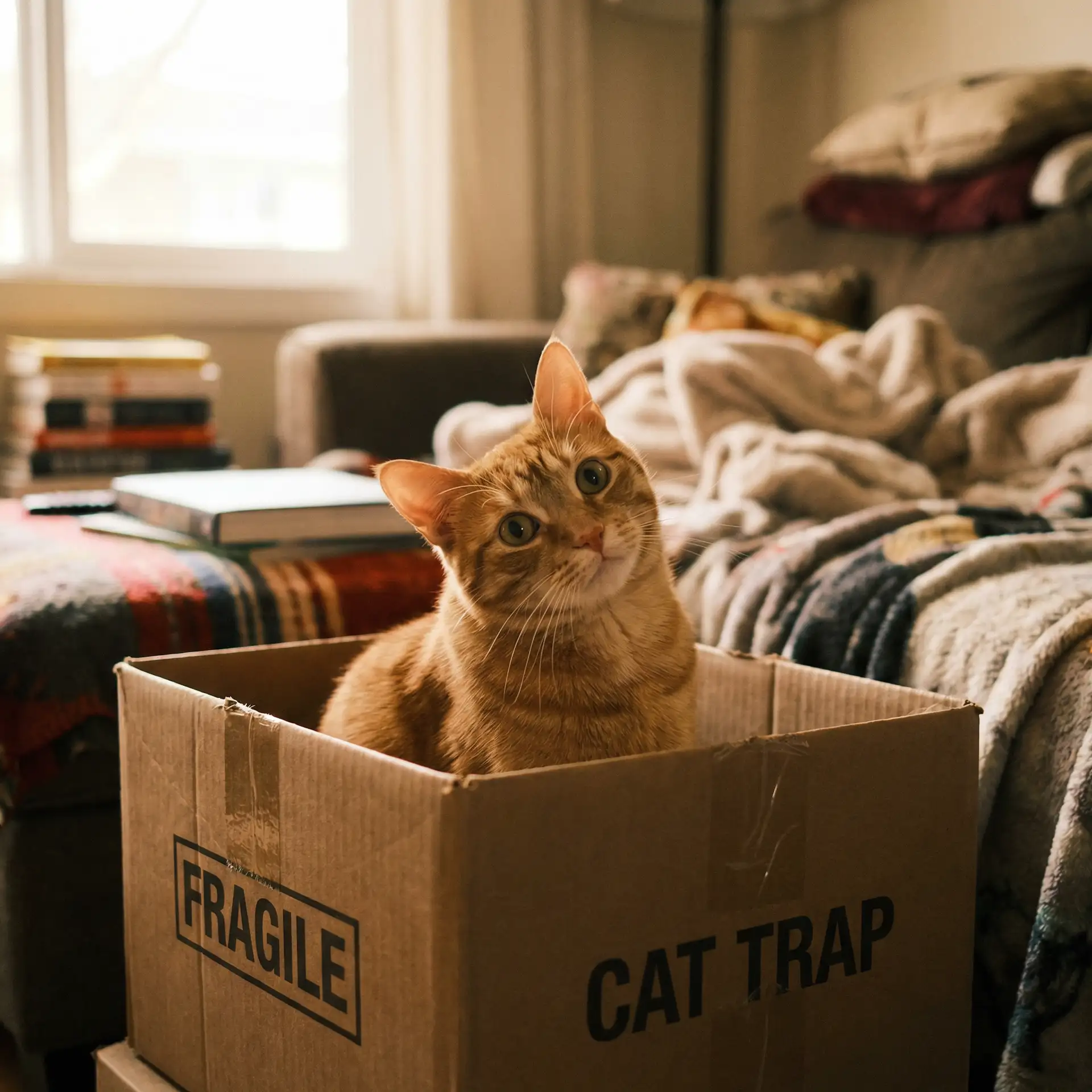 橘猫躲在纸箱里 - 憋尿调教